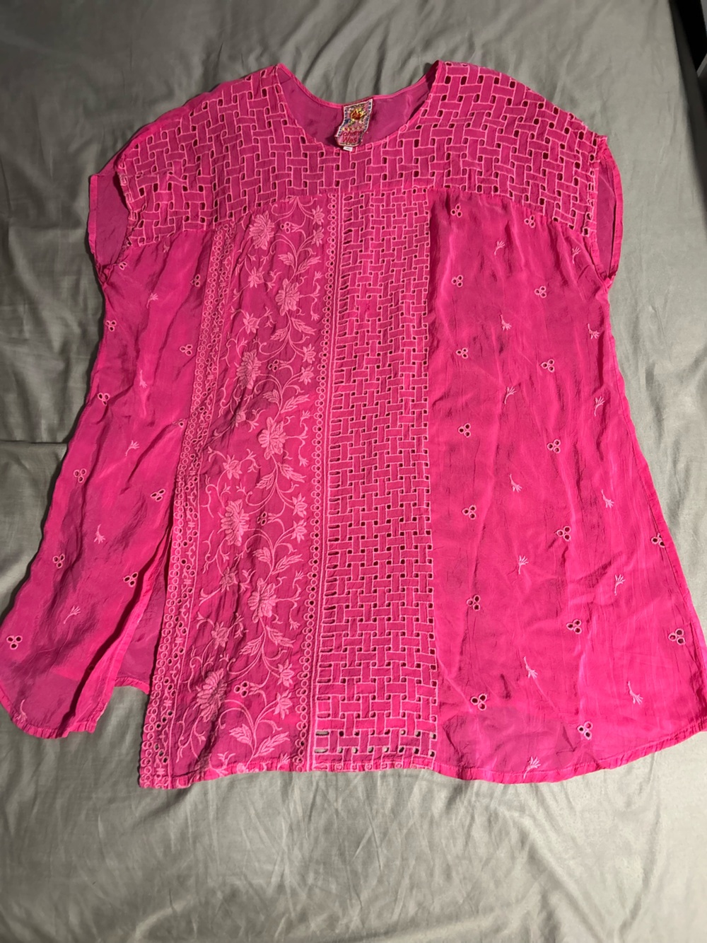 Johnny Was Hot Pink Embroidered Tunic Size 1X